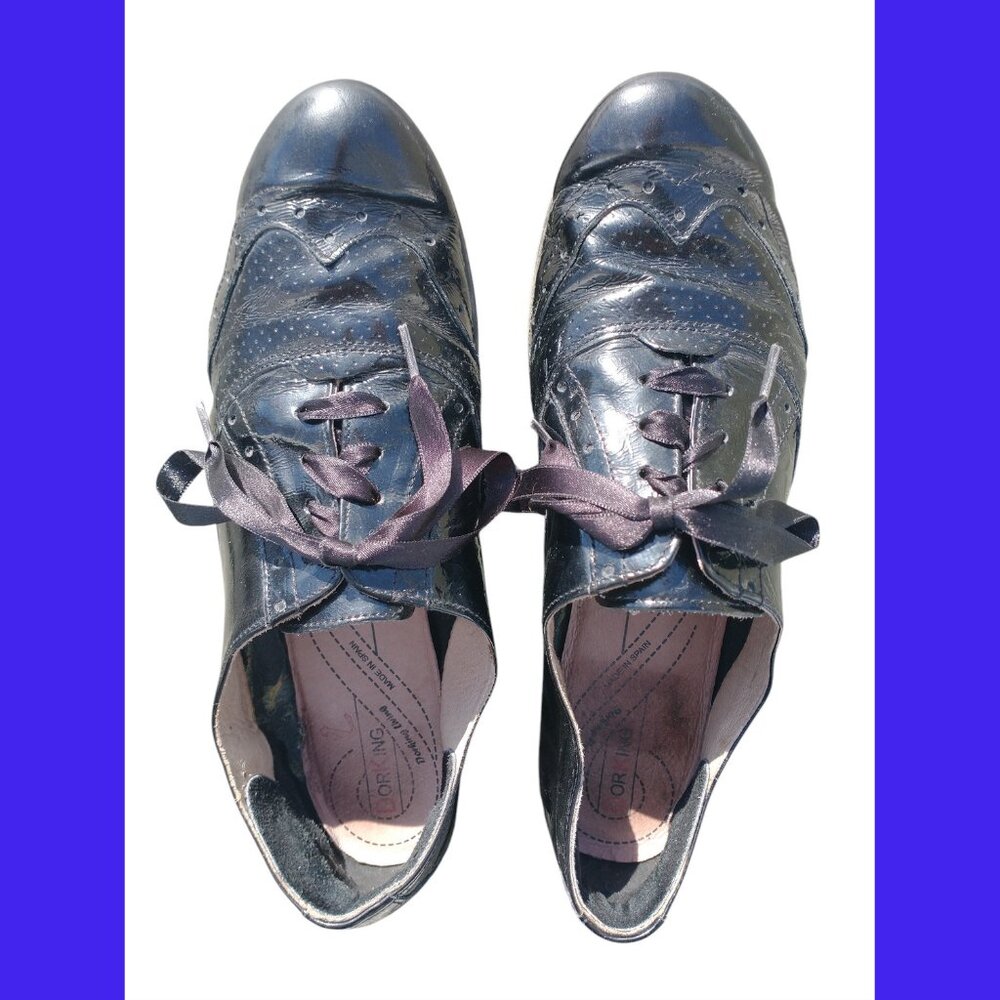Women's oxford patent leather lace-up shoes DORKING sz 36